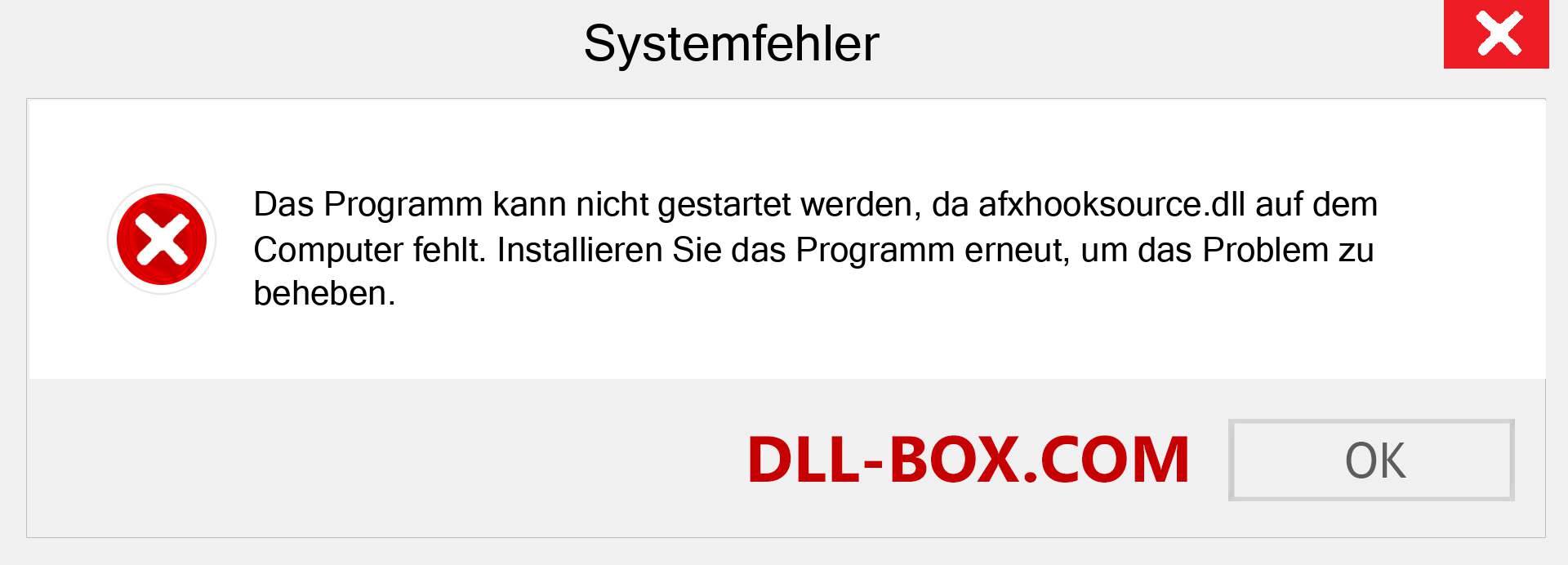 afxhooksource.dll-Datei fehlt?. Download für Windows 7, 8, 10 - Fix afxhooksource dll Missing Error unter Windows, Fotos, Bildern